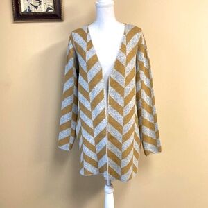 Chevron Long Length Open Cardigan
